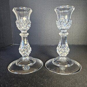 Pair of Longchamp Cristal D'Arques France Elegant Crystal Candlestick Holder